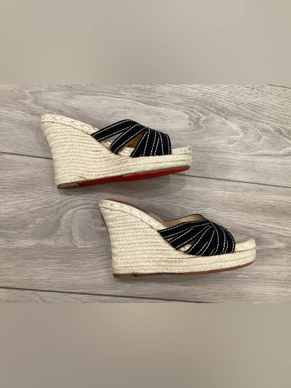 Christian Louboutin Espadrille Wedge Sandals 37 US 7 black - Picture 6 of 8